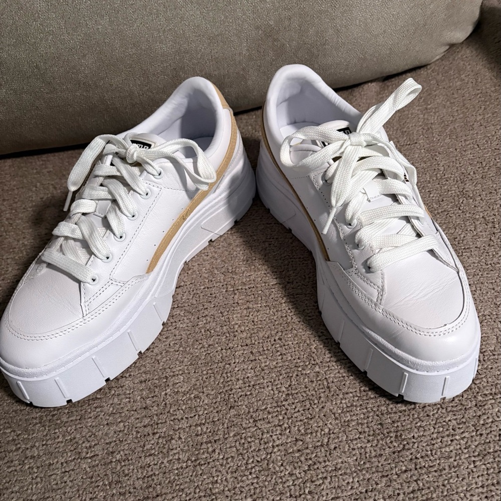 Puma White/Sand Mayze Stack Platform Sneakers Siz… - image 6